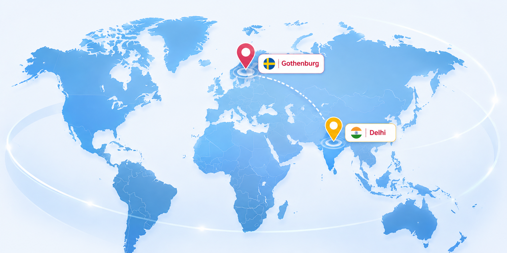 Solvina global presence showing Sweden and Noida, India